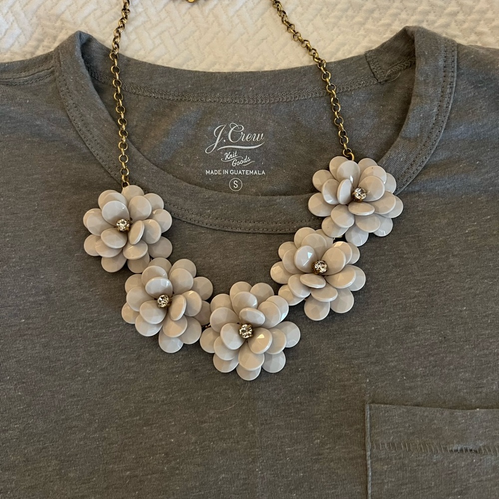 J. Crew Factory White Flower Statement Necklace